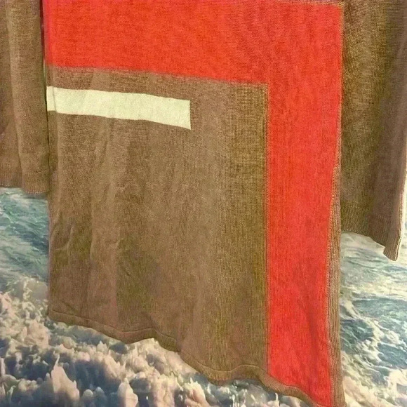 Evolution by Cyrus Geometric Tan Orange and White Knee Length Dress - Picture 3 of 17